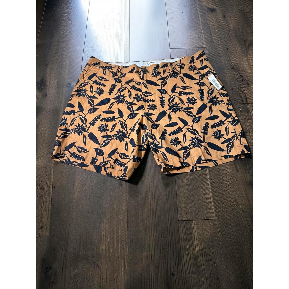 Goodthreads Woven Shorts Mens 36 Brown Floral Tropical Flat Front Casual Summer
